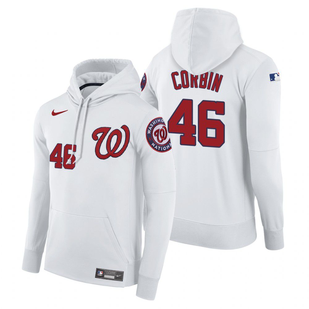 Cheap Men Washington Nationals 46 Corbin white home hoodie 2021 MLB Nike Jerseys